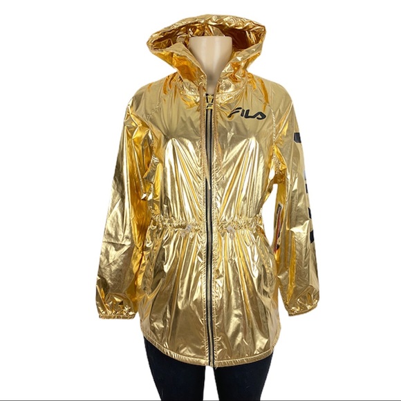 Rare Fila Gold metallic windbreaker jacket hooded - Picture 14 of 14